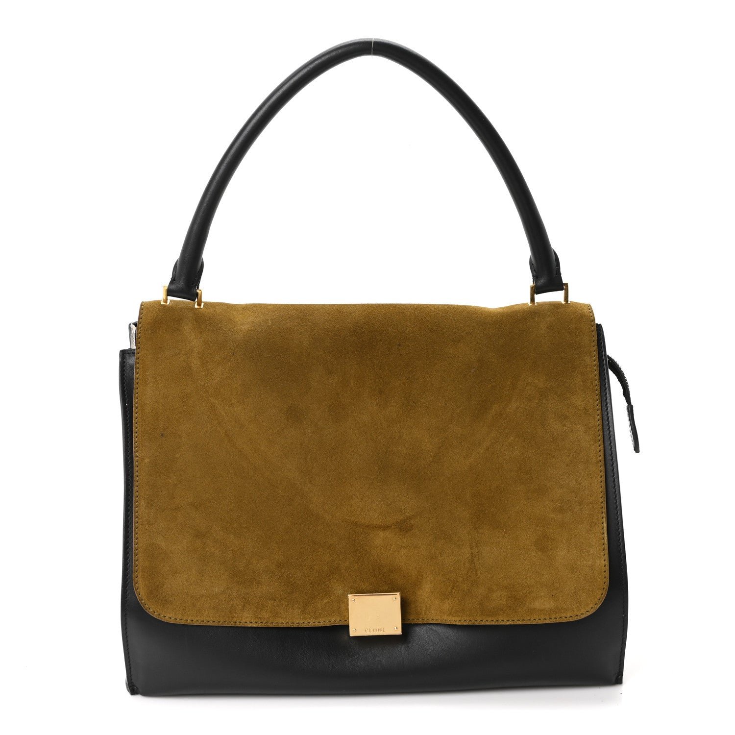 Celine Smooth Calfskin Suede Large Tri-Color Trapeze Brown Black