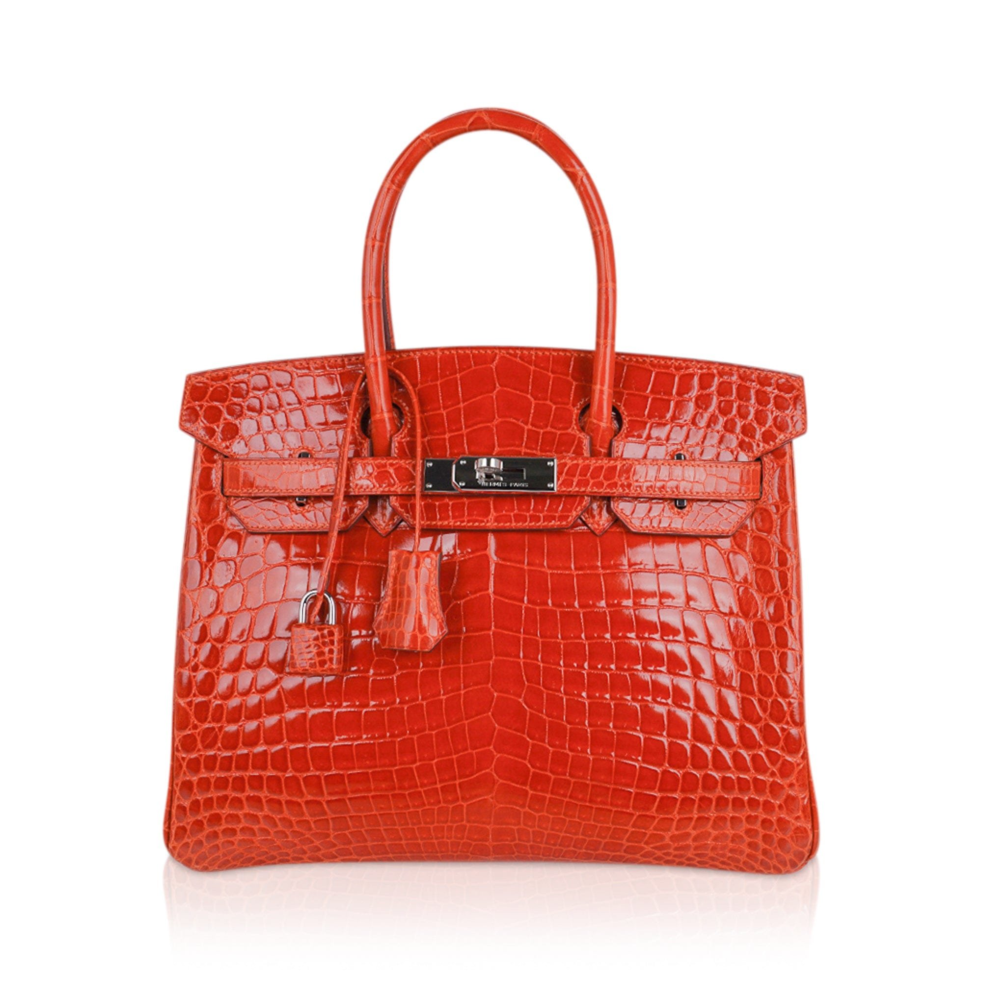 Hermes Hermes Birkin 30 Bag Orange Crocodile with Palladium Hardware