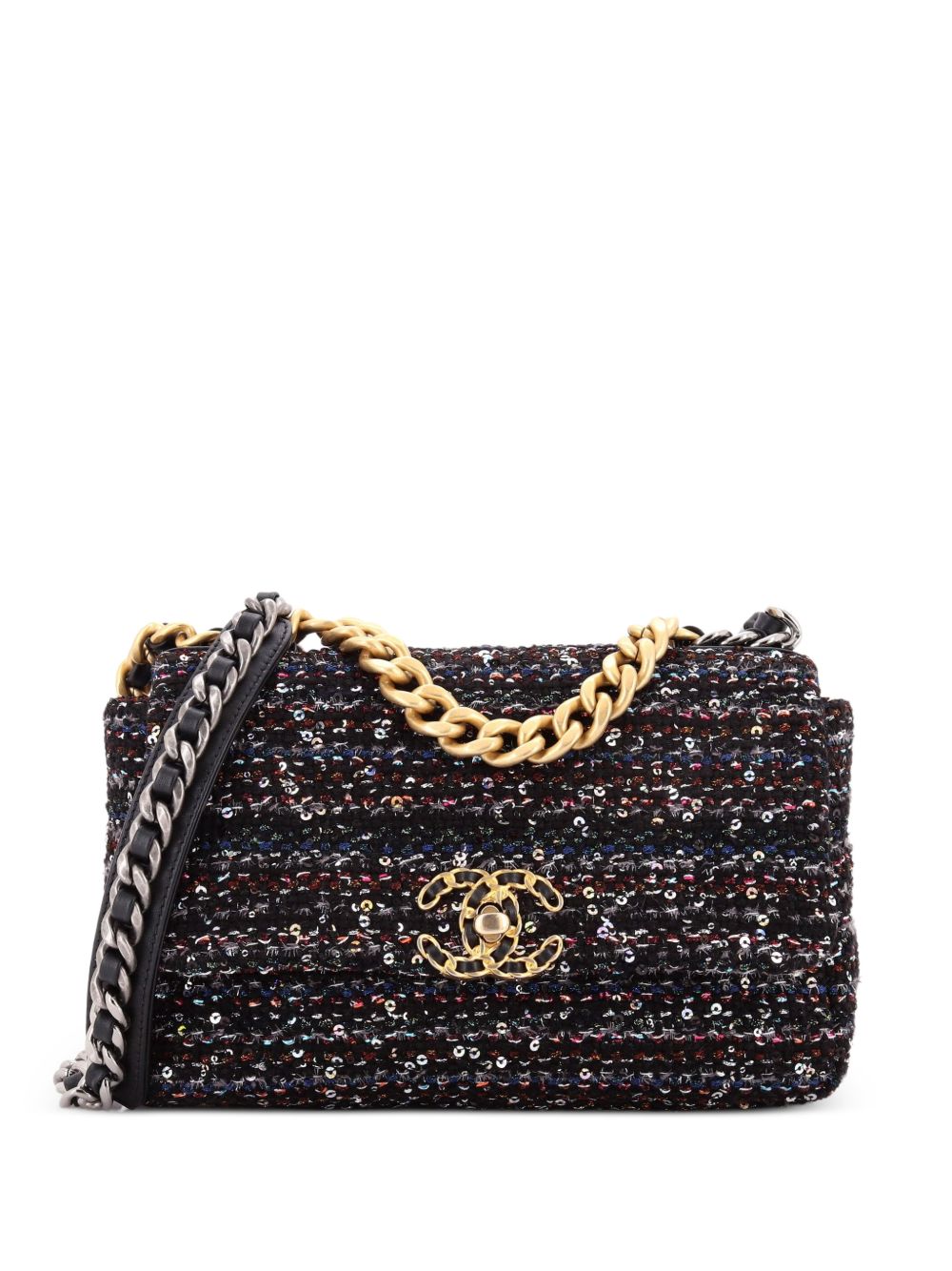 19 Flap Bag Quilted Tweed and Sequins Medium crossbody bag