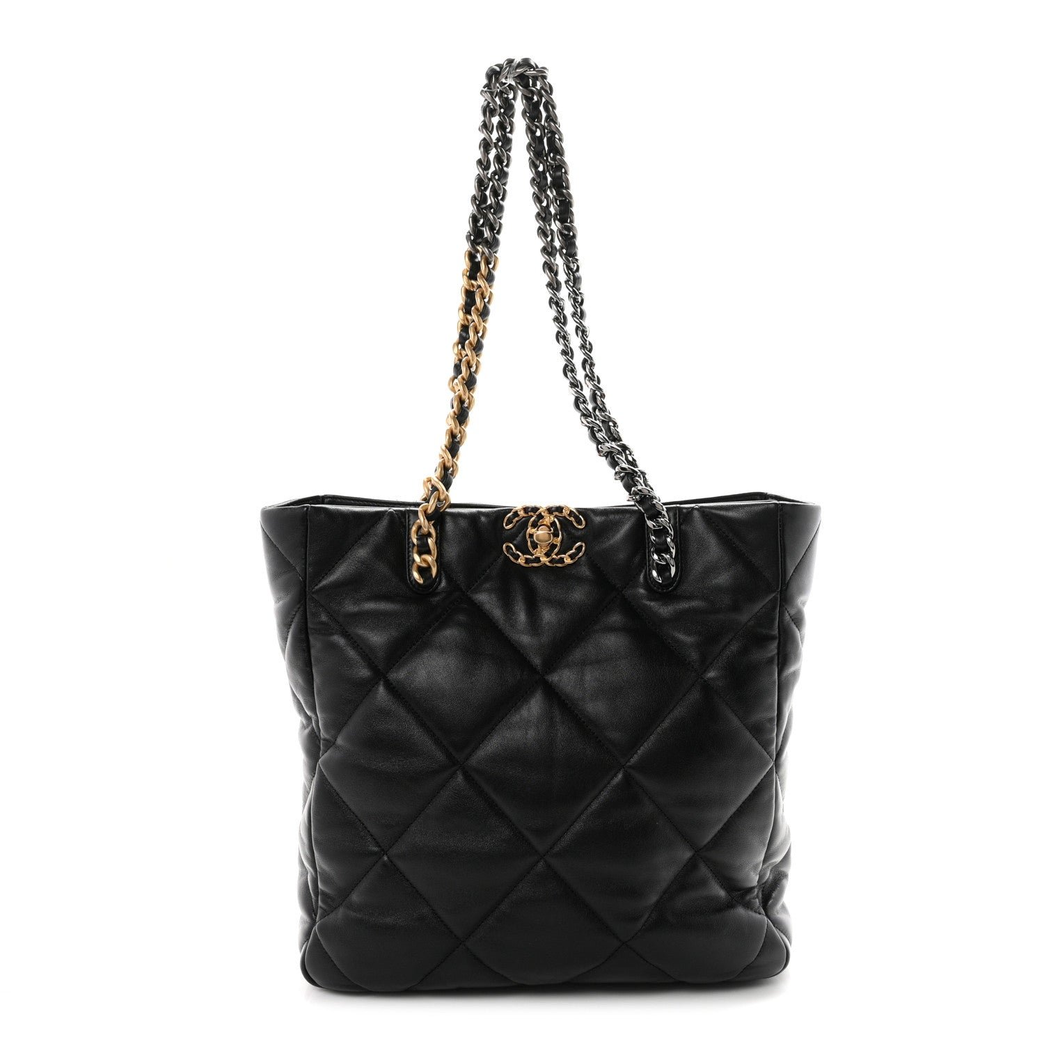 Chanel Lambskin Quilted Chanel 19 Shopping Bag Black