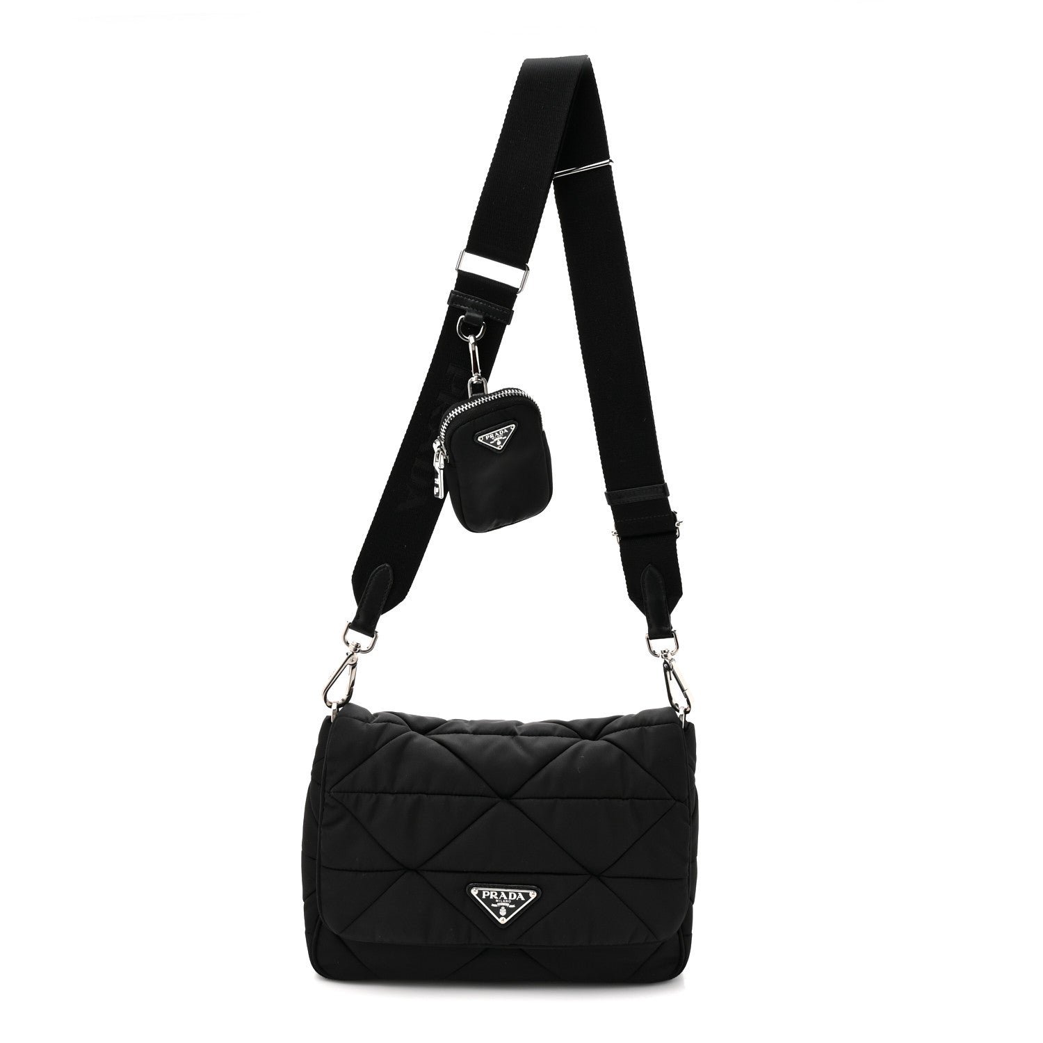 Prada Re-Nylon Quilted Padded Flap Shoulder Bag Black