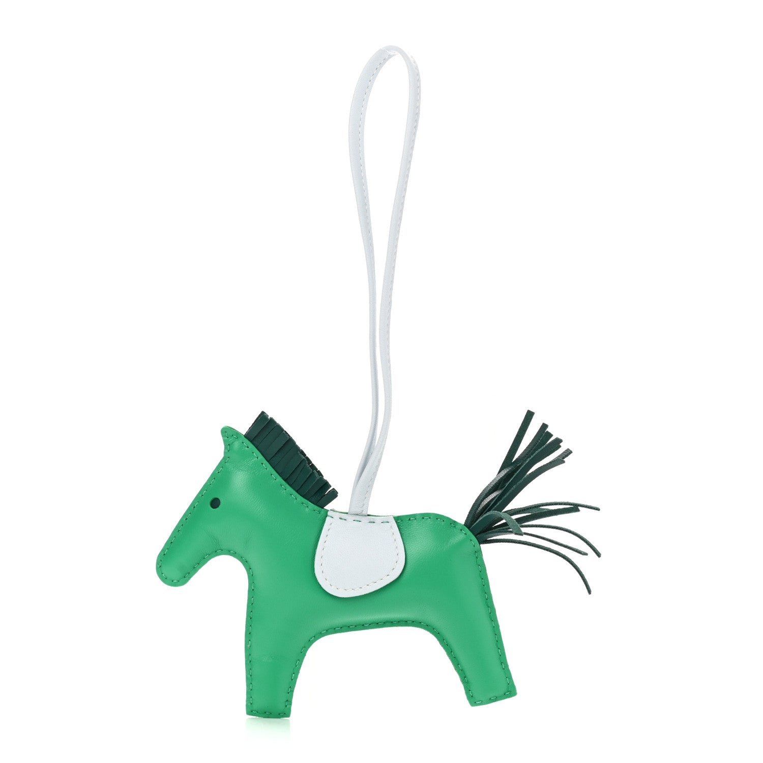 Hermes Milo Lambskin Grigri Rodeo Horse Bag Charm MM Menthe Malachite Brume