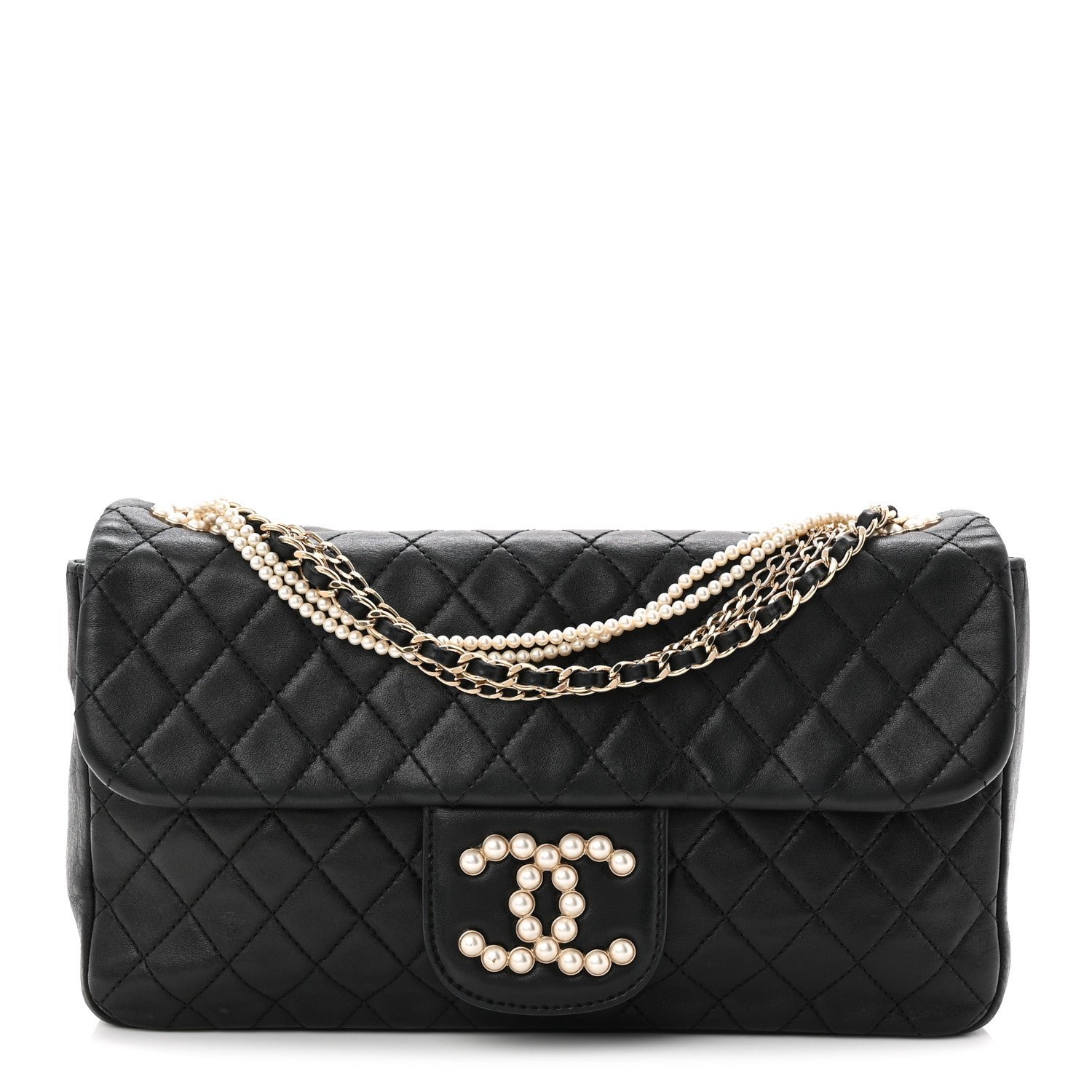 Chanel Lambskin Medium Westminster Pearl Flap Black