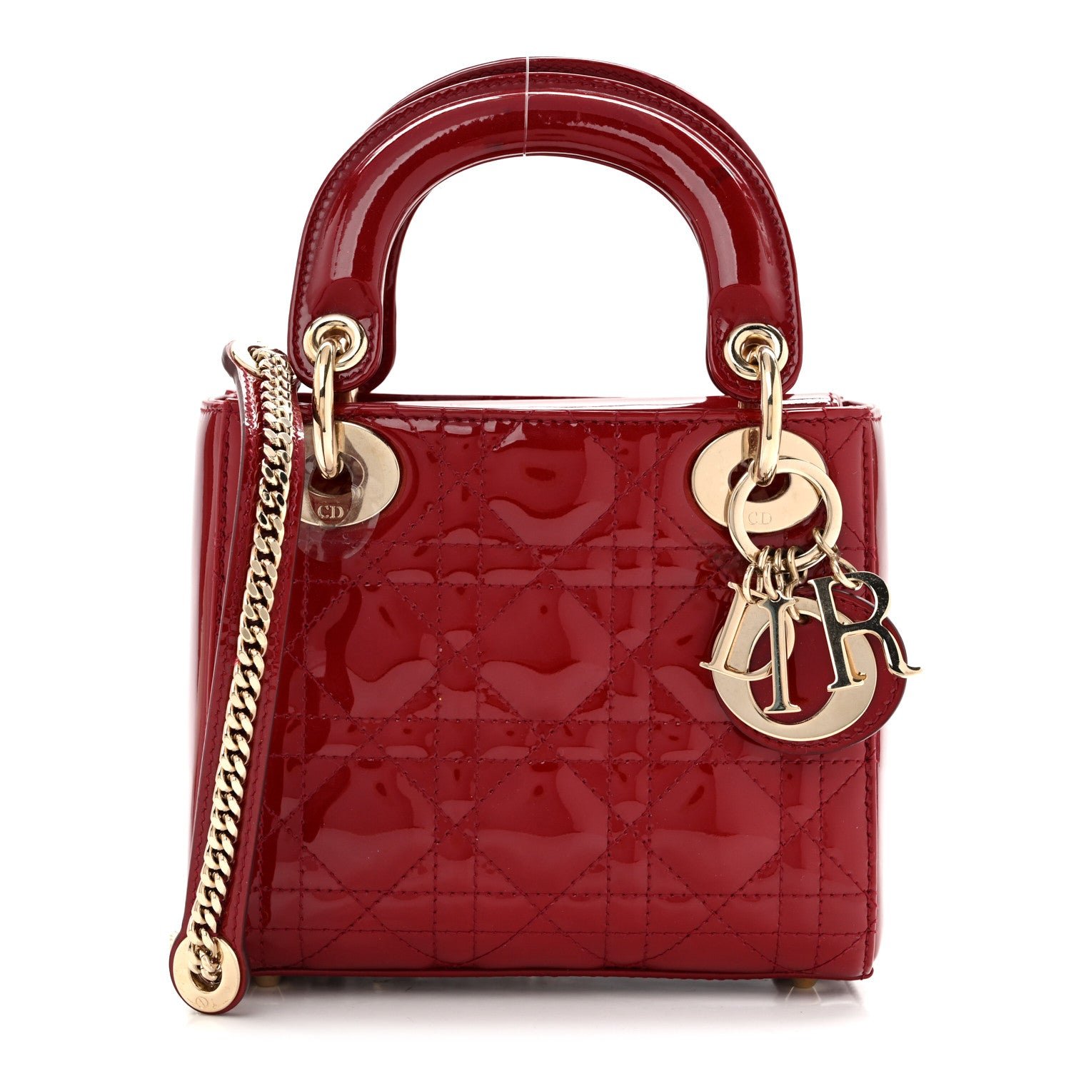 Christian Dior Patent Cannage Mini Lady Dior Red