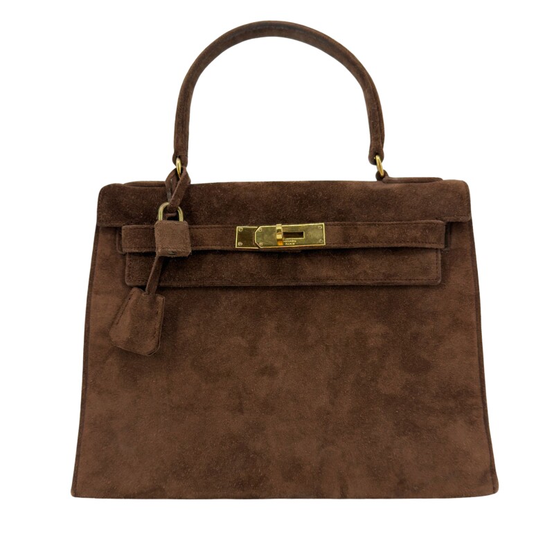 Hermes Vintage Chocolate Doblis Sellier Kelly 28 Gold Hardware, 1970s