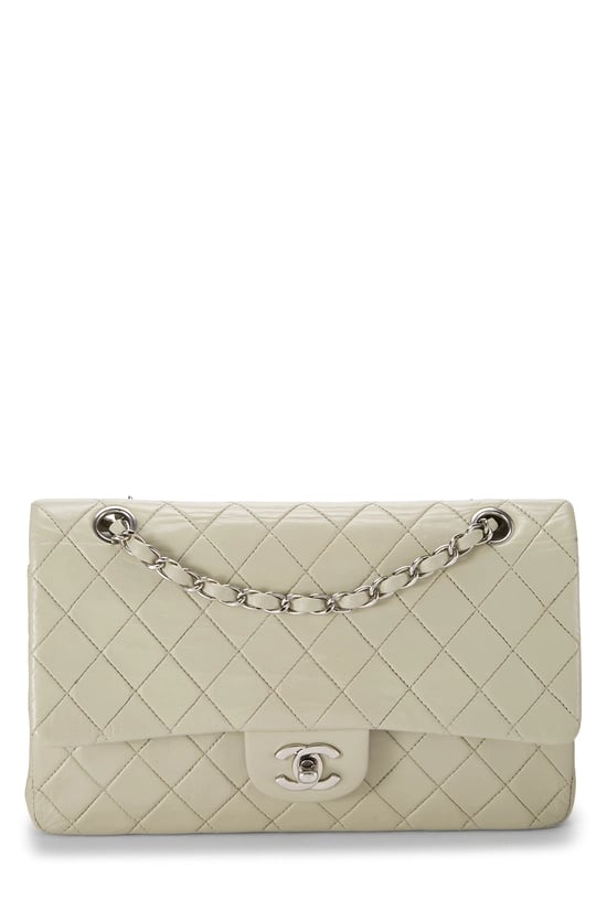 Grey Quilted Lambskin Classic Double Flap Medium