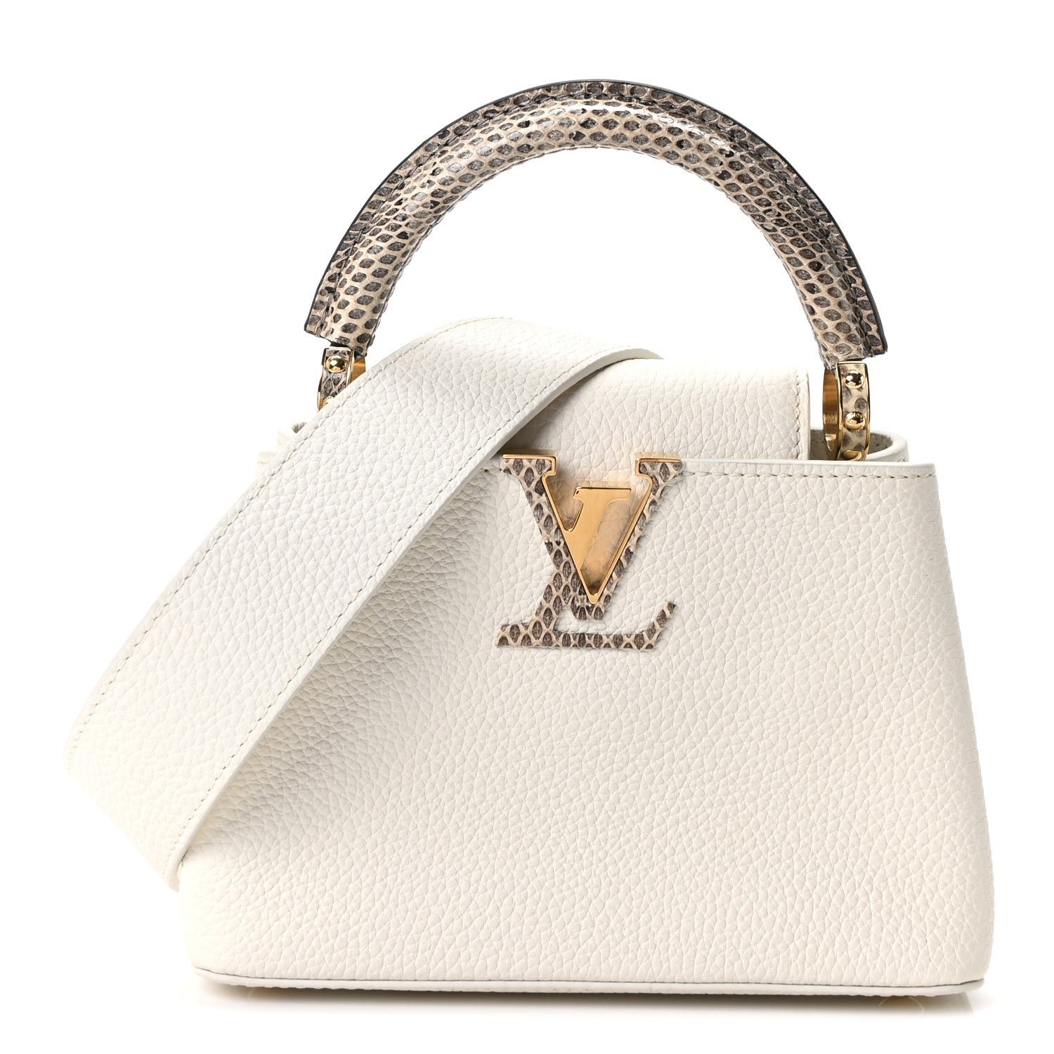 Louis Vuitton Taurillon Ayers Capucines Mini White Snow White