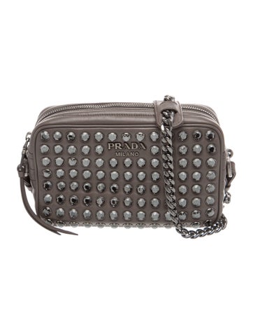 Soft Calf Leather Vitello Phenix Rhinestone Crossbody Bag