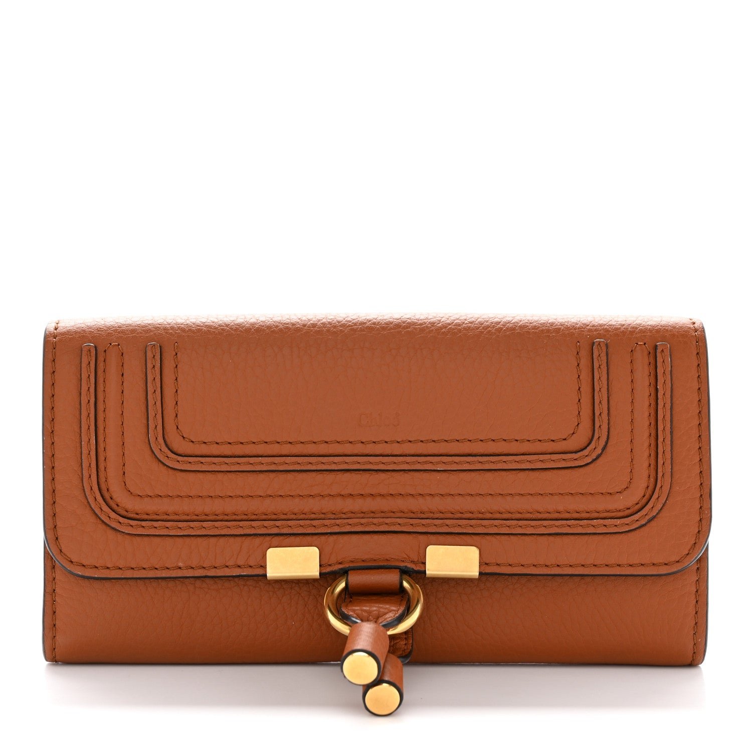 Chloe Calfskin Marcie Continental Flap Wallet Tan
