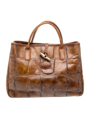 Embossed Leather Top Handle Bag