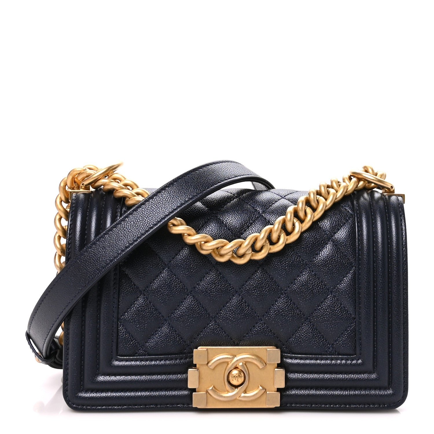 Chanel Caviar Quilted Small Boy Flap Dark Blue