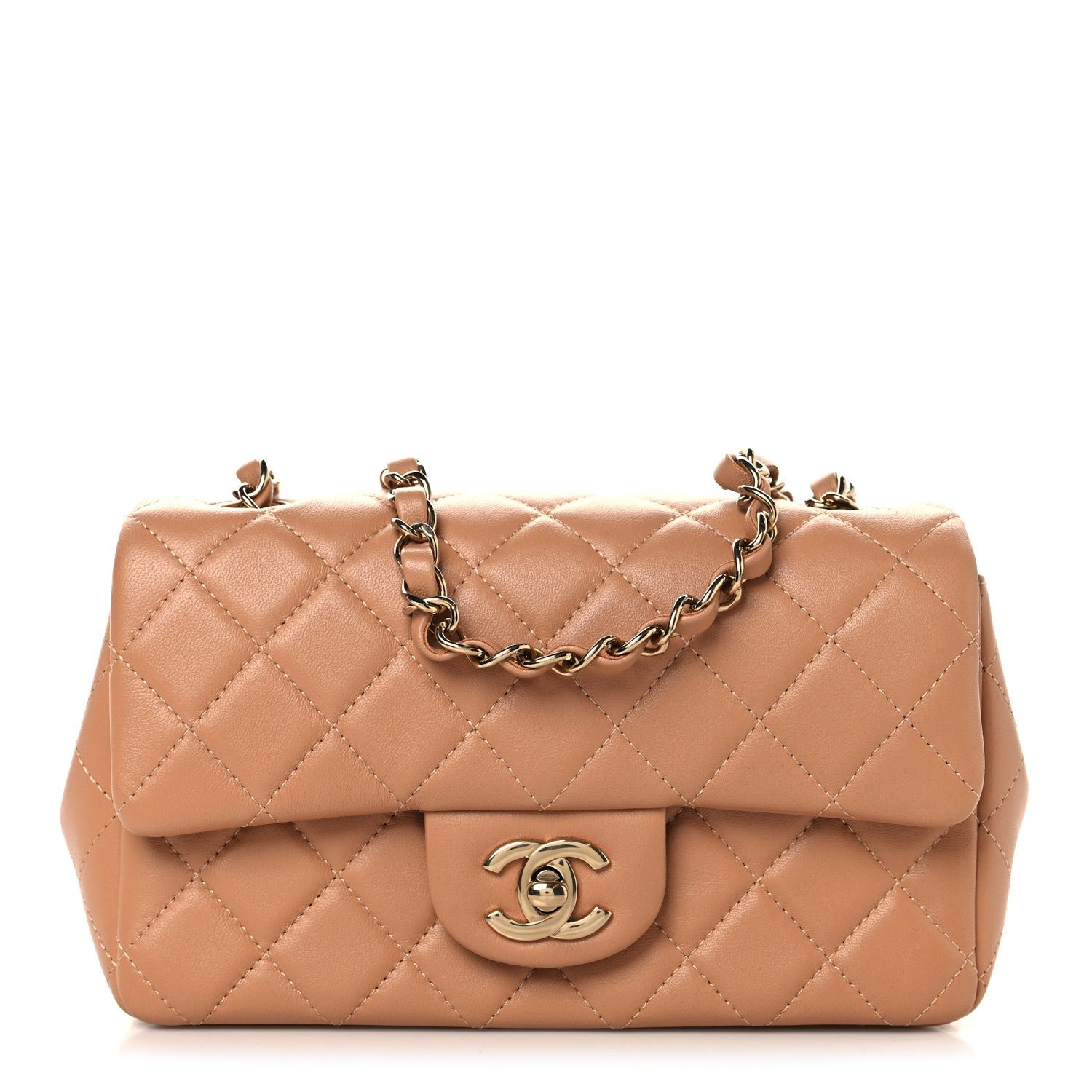 Chanel Lambskin Quilted Mini Rectangular Flap Brown