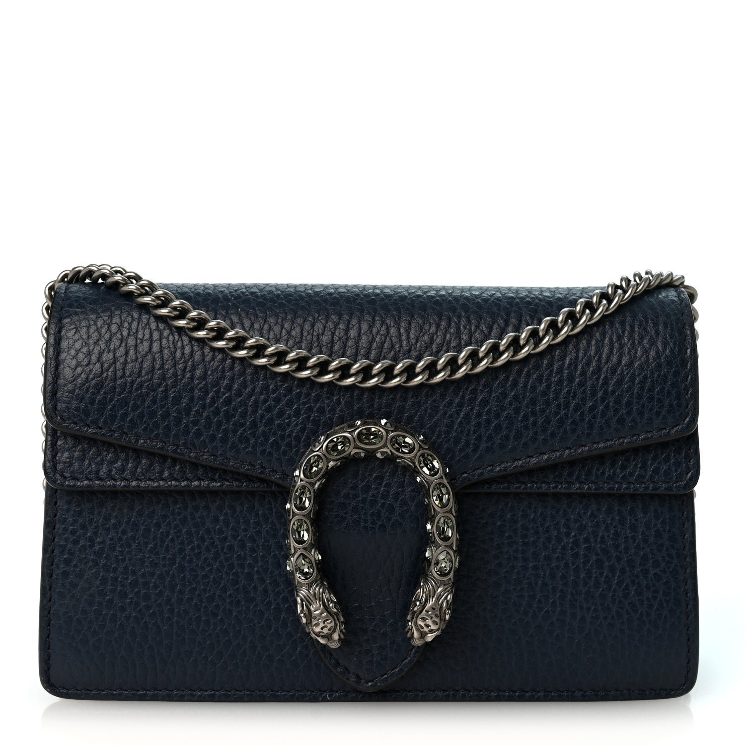 Gucci Dollar Calfskin Crystal Super Mini Dionysus Shoulder Bag Blue Agata Black Diamond