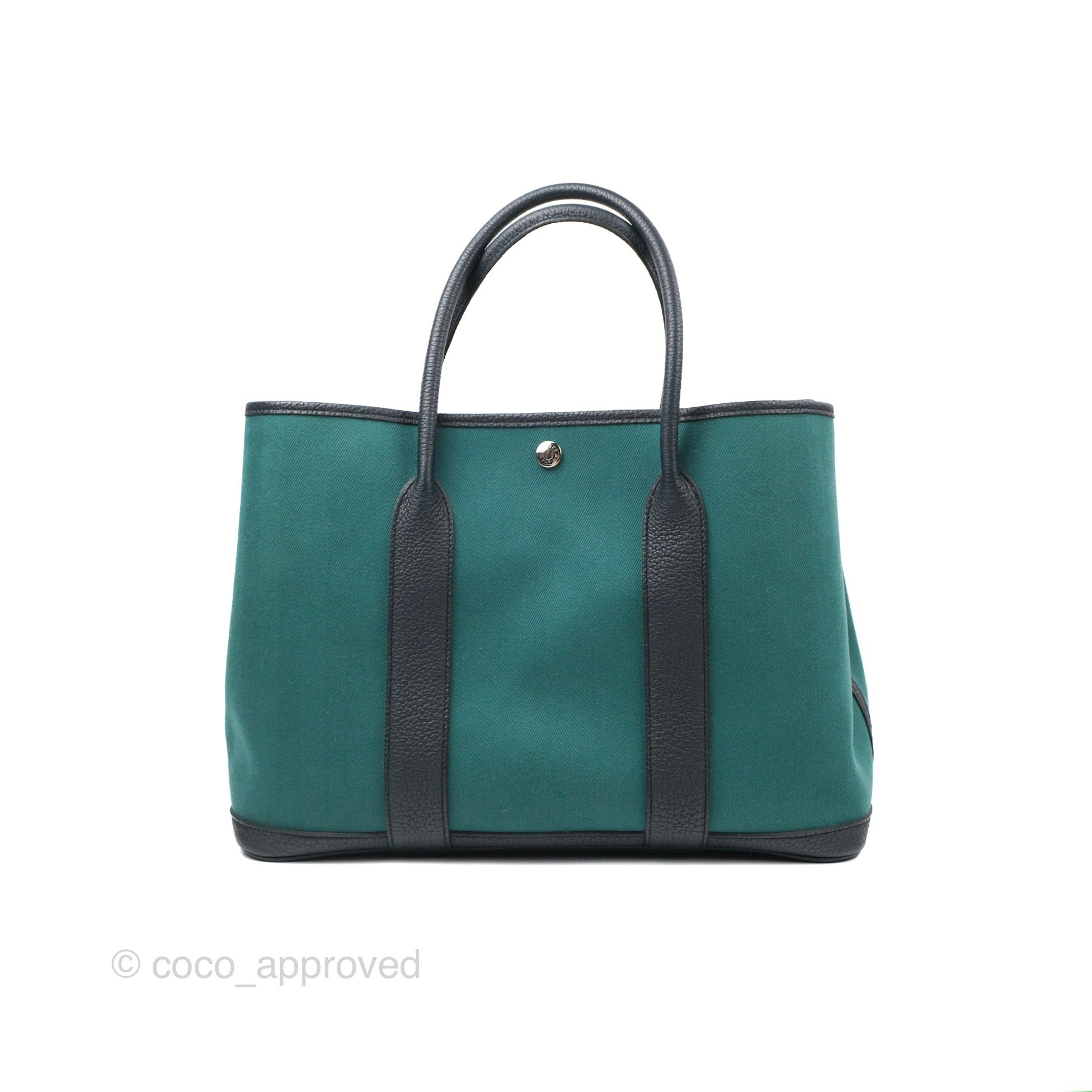 Hermès Garden Party 36 Malachite/ Blue Indigo Canvas