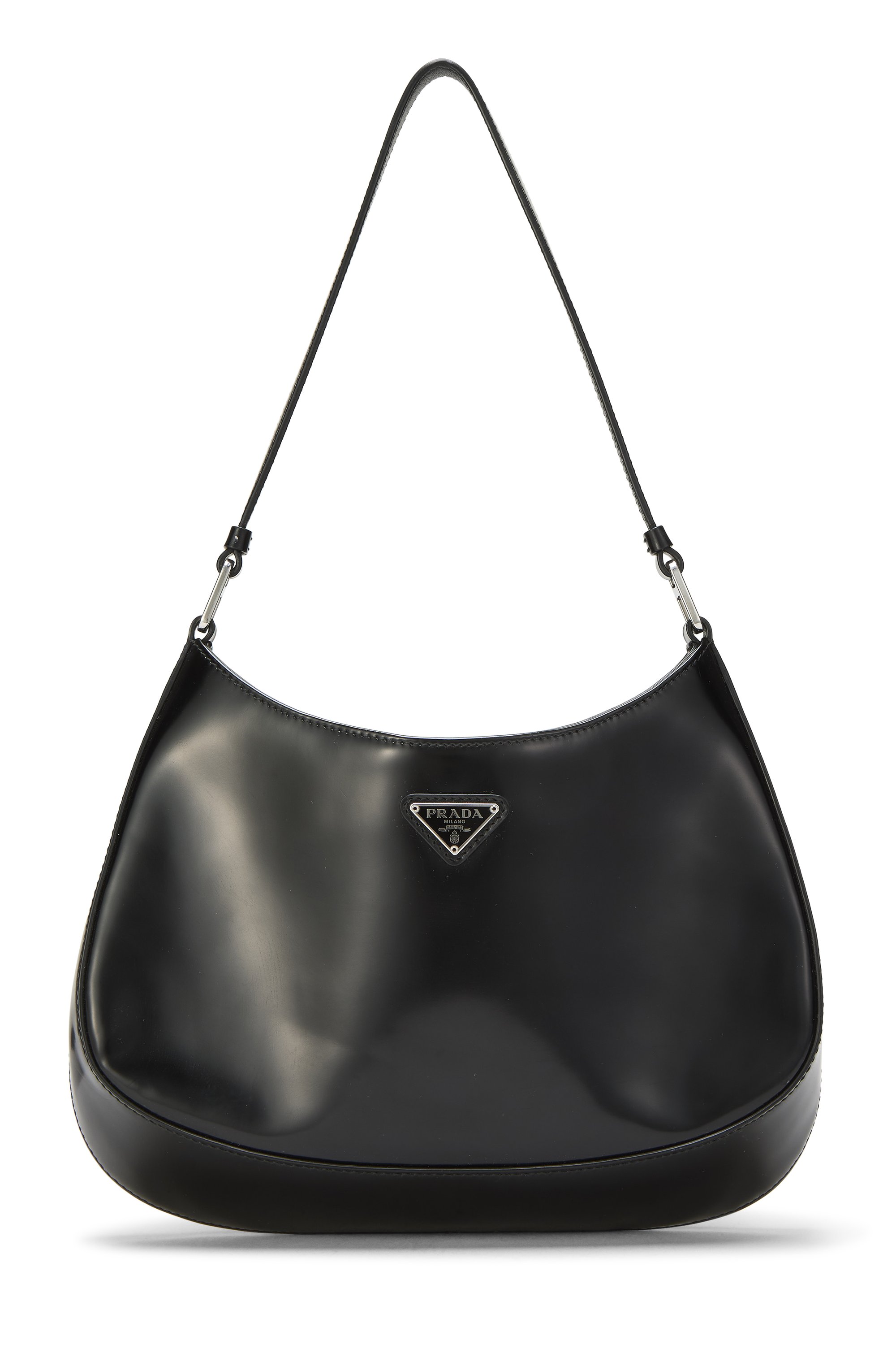 Black Spazzolato Leather Cleo Shoulder Bag
