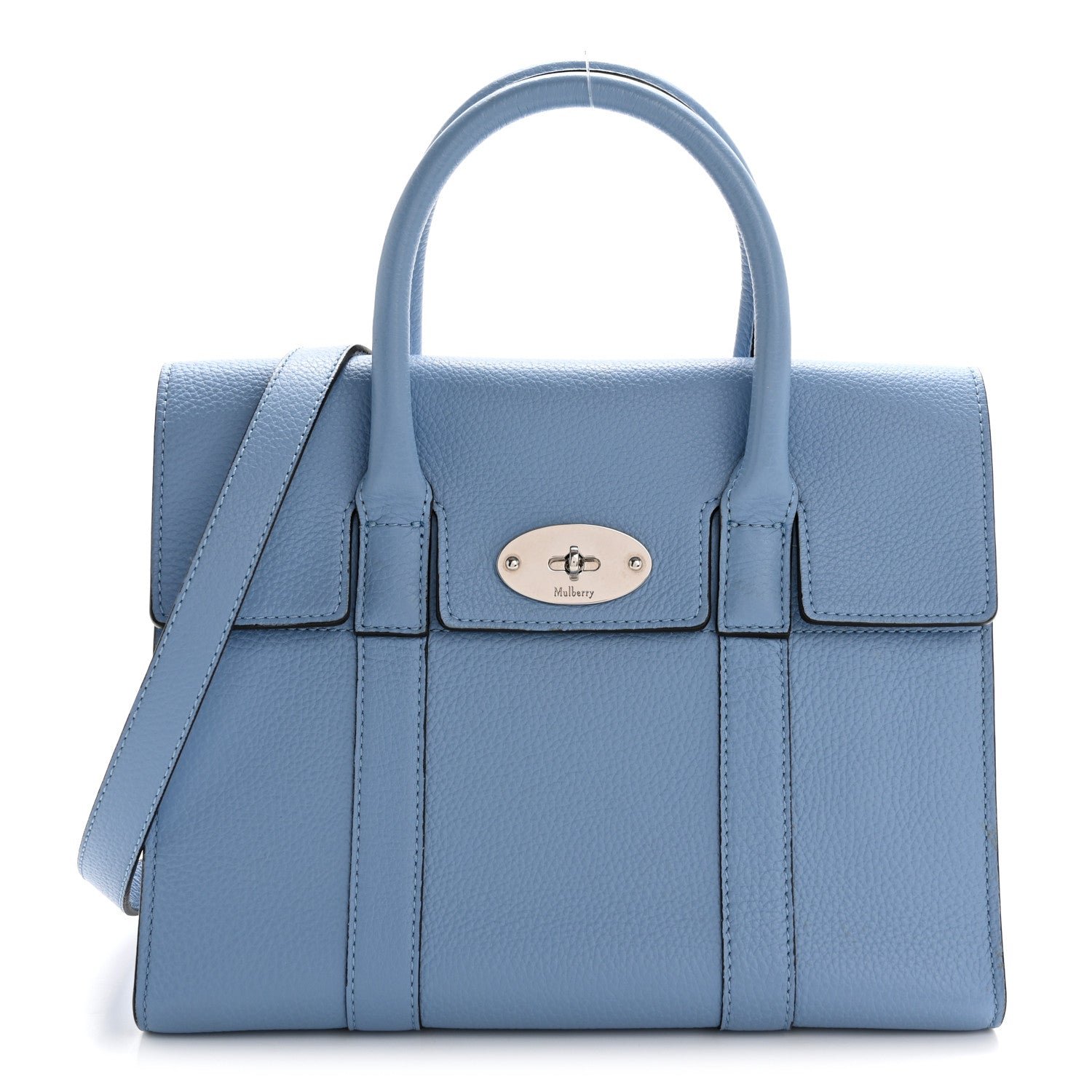 Mulberry Classic Grain Calfskin Small Bayswater Porcelain Blue