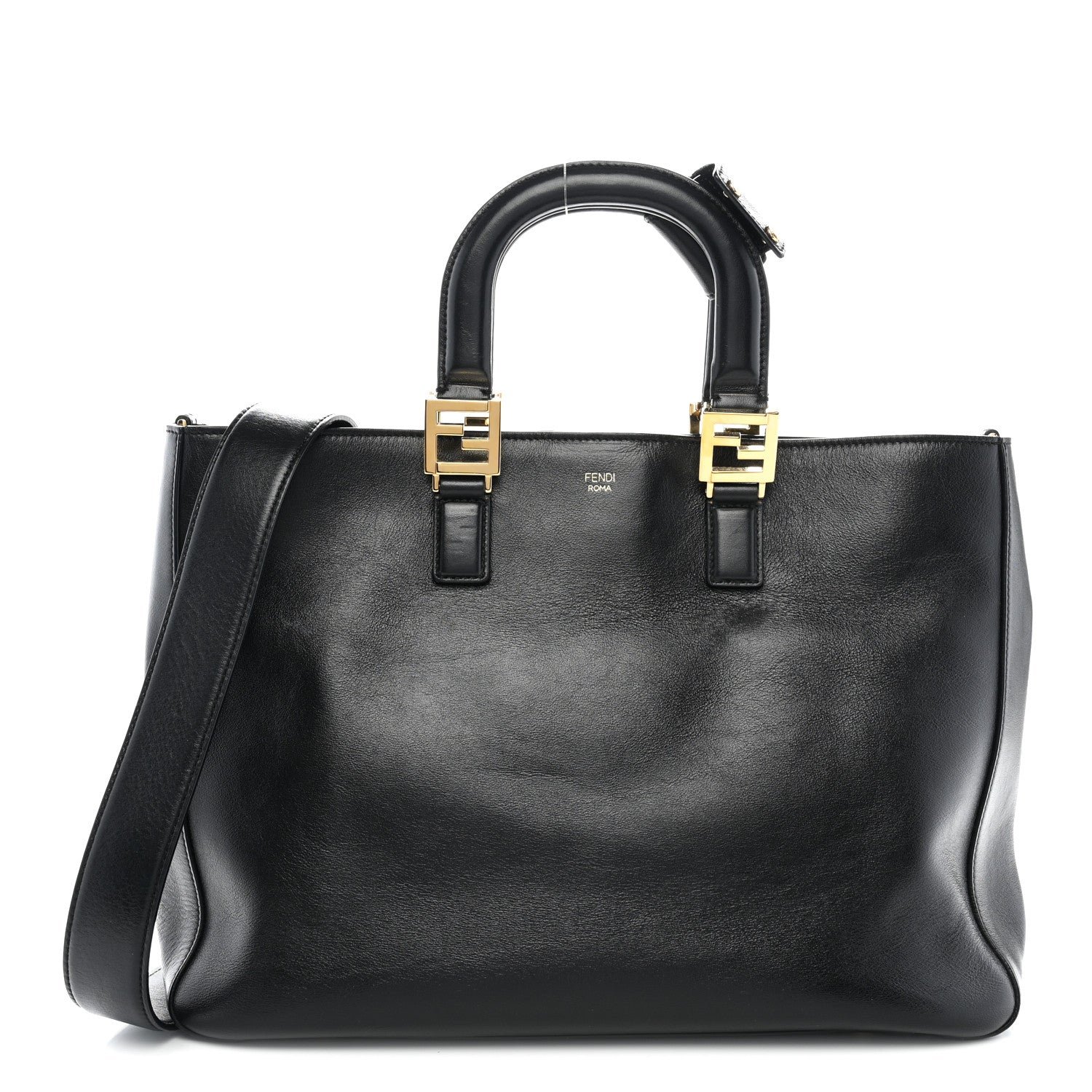 Fendi Vitello Glacier Medium FF Tote Black