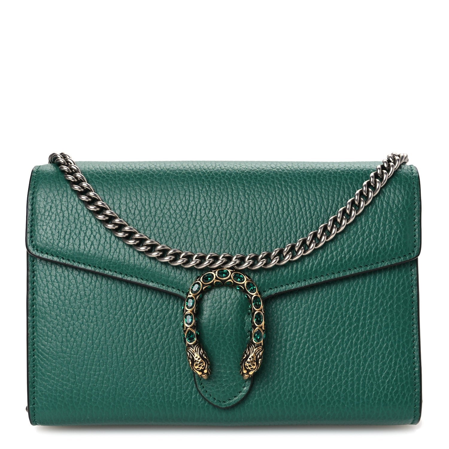 Gucci Calfskin Mini Dionysus Chain Wallet Emerald
