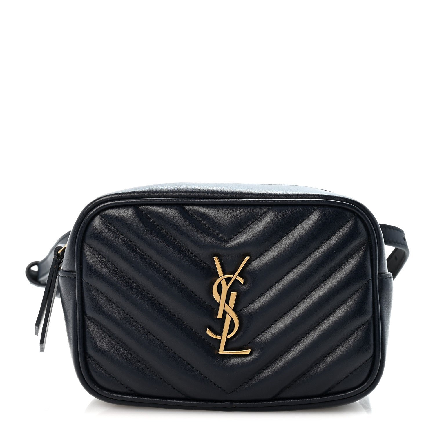 Saint Laurent Calfskin Matelasse Monogram Lou Belt Bag Black Deep Marine