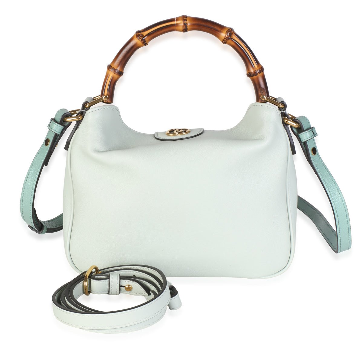 Pale Green Softy Wonka Textured Dollar Calfskin Small Diana Shoulder Bag
