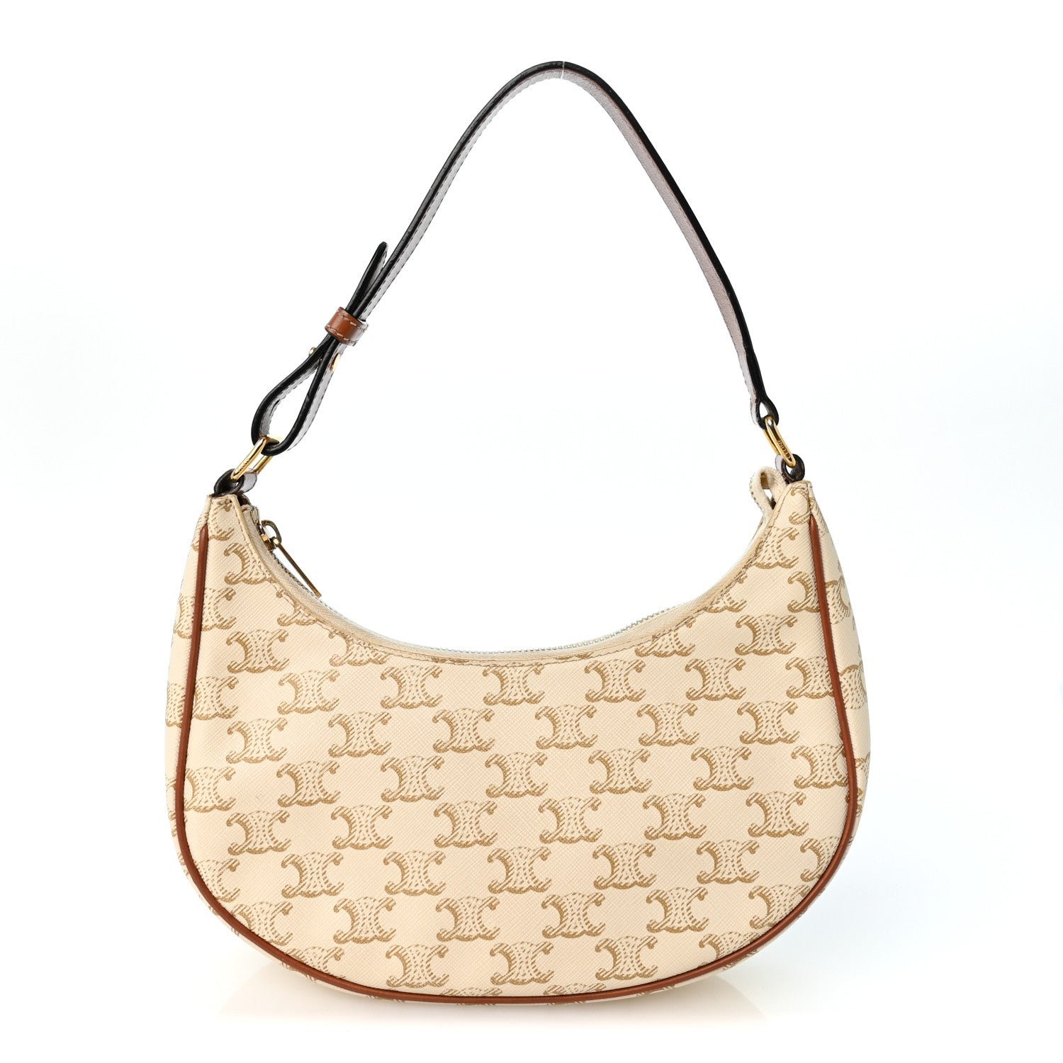 Celine Canvas Calfskin Ava Triomphe Shoulder Bag White