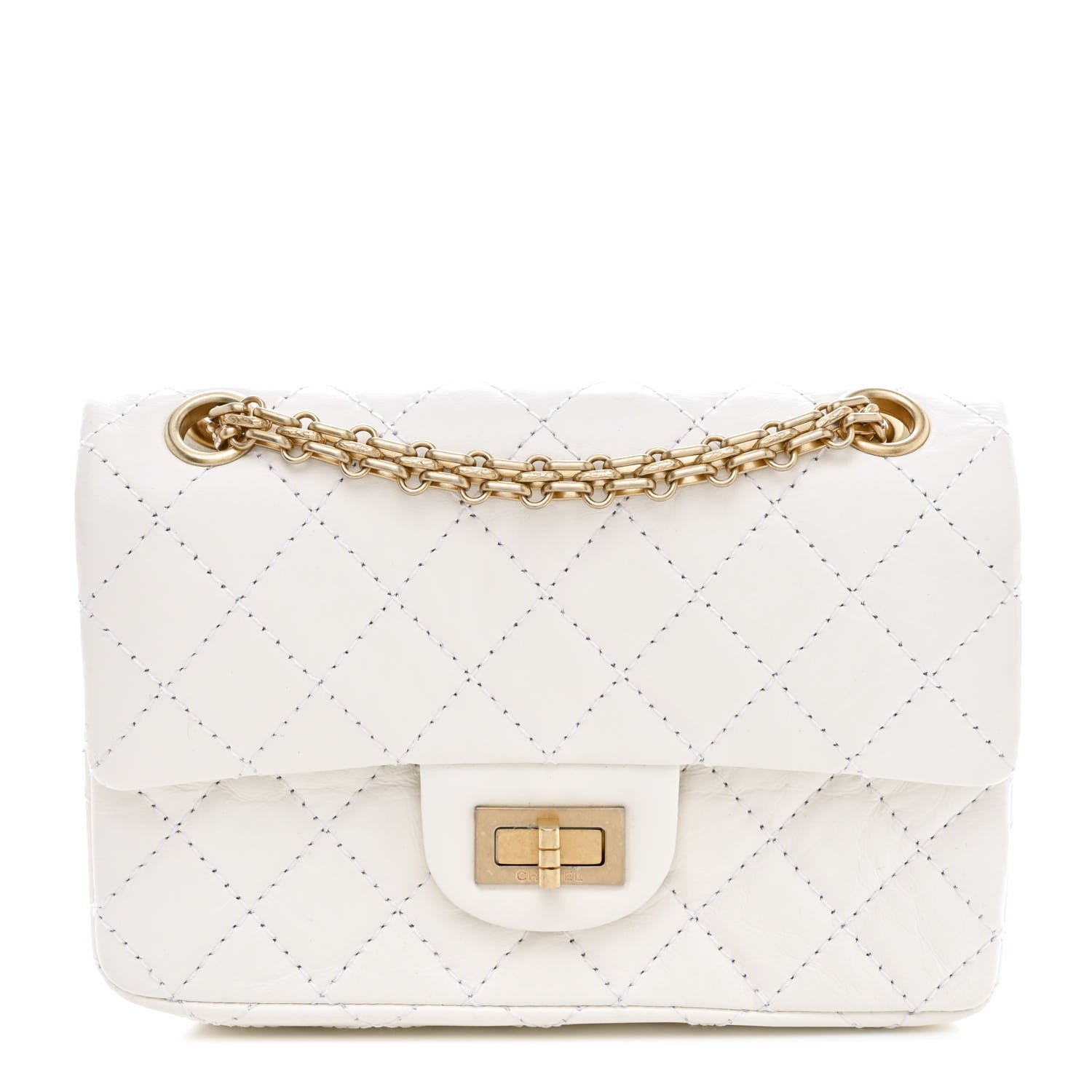 Chanel Aged Calfskin Quilted 2.55 Reissue Mini Flap White
