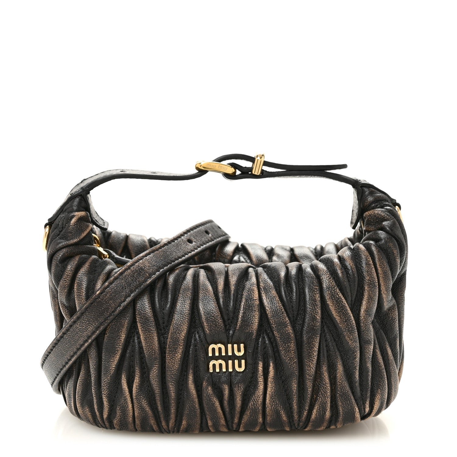 Miu Miu Nappa Matelasse Pouch Sand Coffee