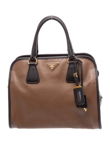 Saffiano Leather Bicolor Saffiano Handle Bag