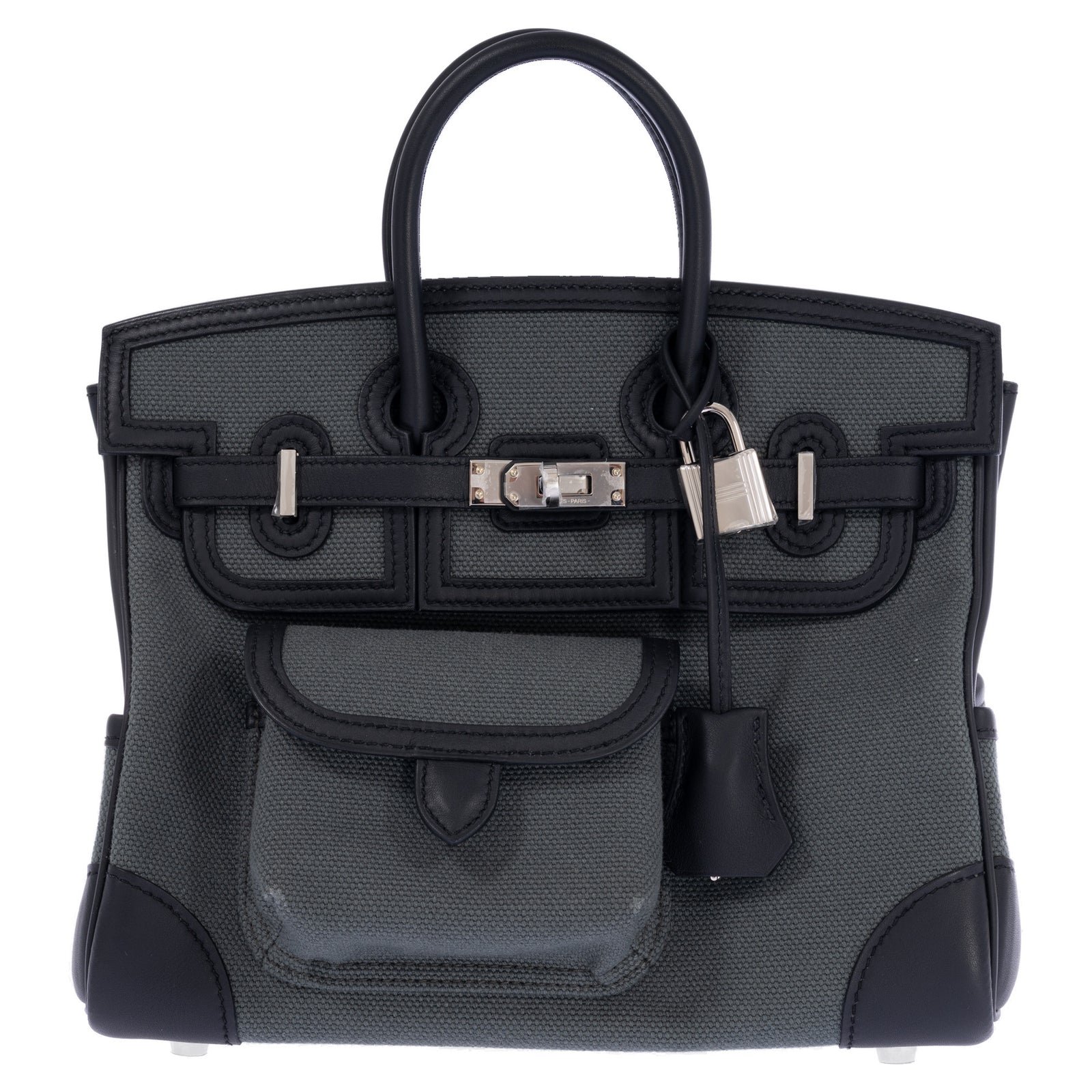 Hermès Birkin 25 Cargo Vert Mangrove Toile Goéland and Noir Swift Palladium Hardware
