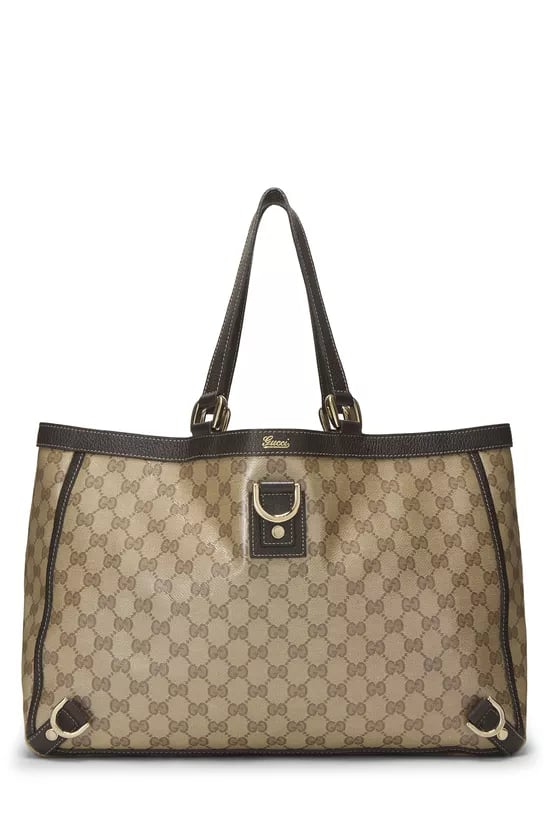 Brown Crystal Canvas D-Ring Abbey Tote