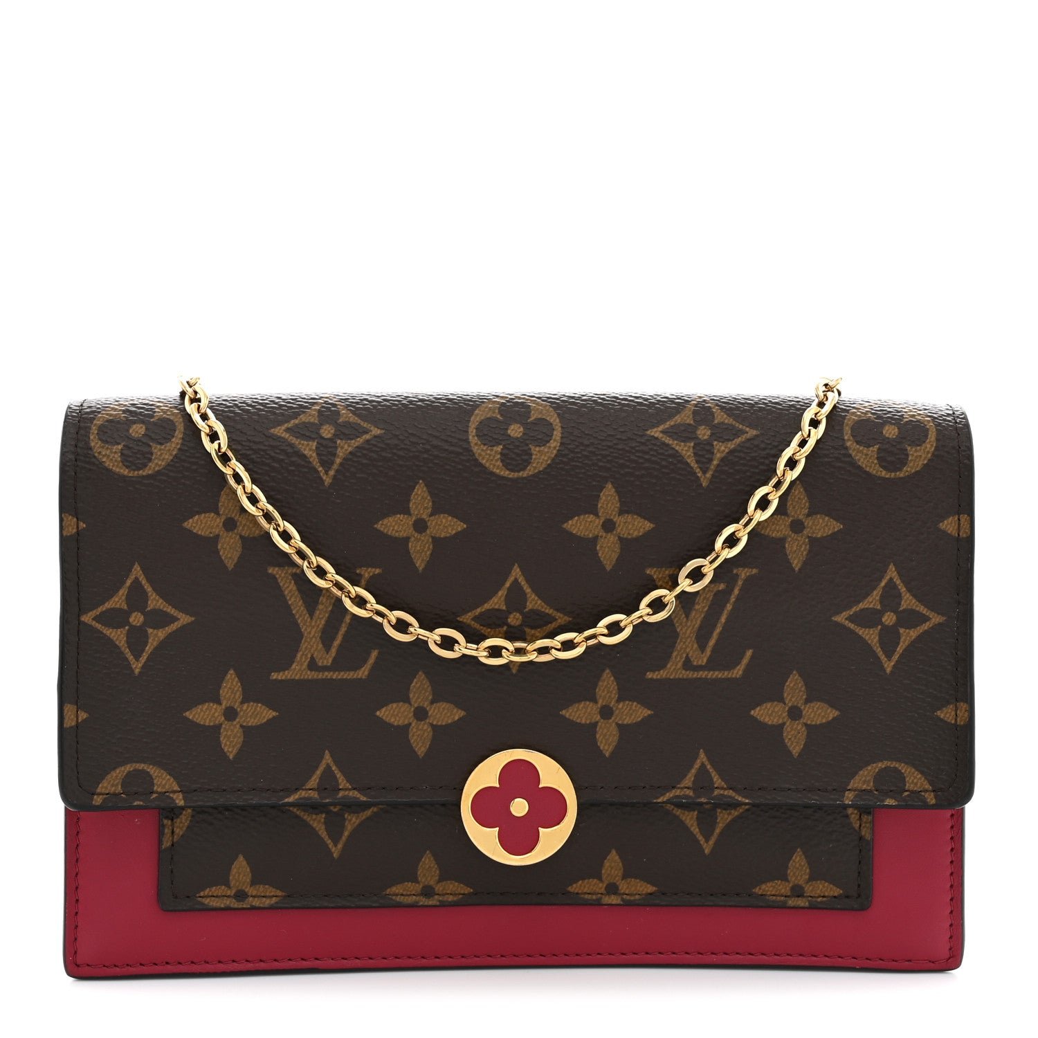 Louis Vuitton Monogram Flore Chain Wallet Fuchsia