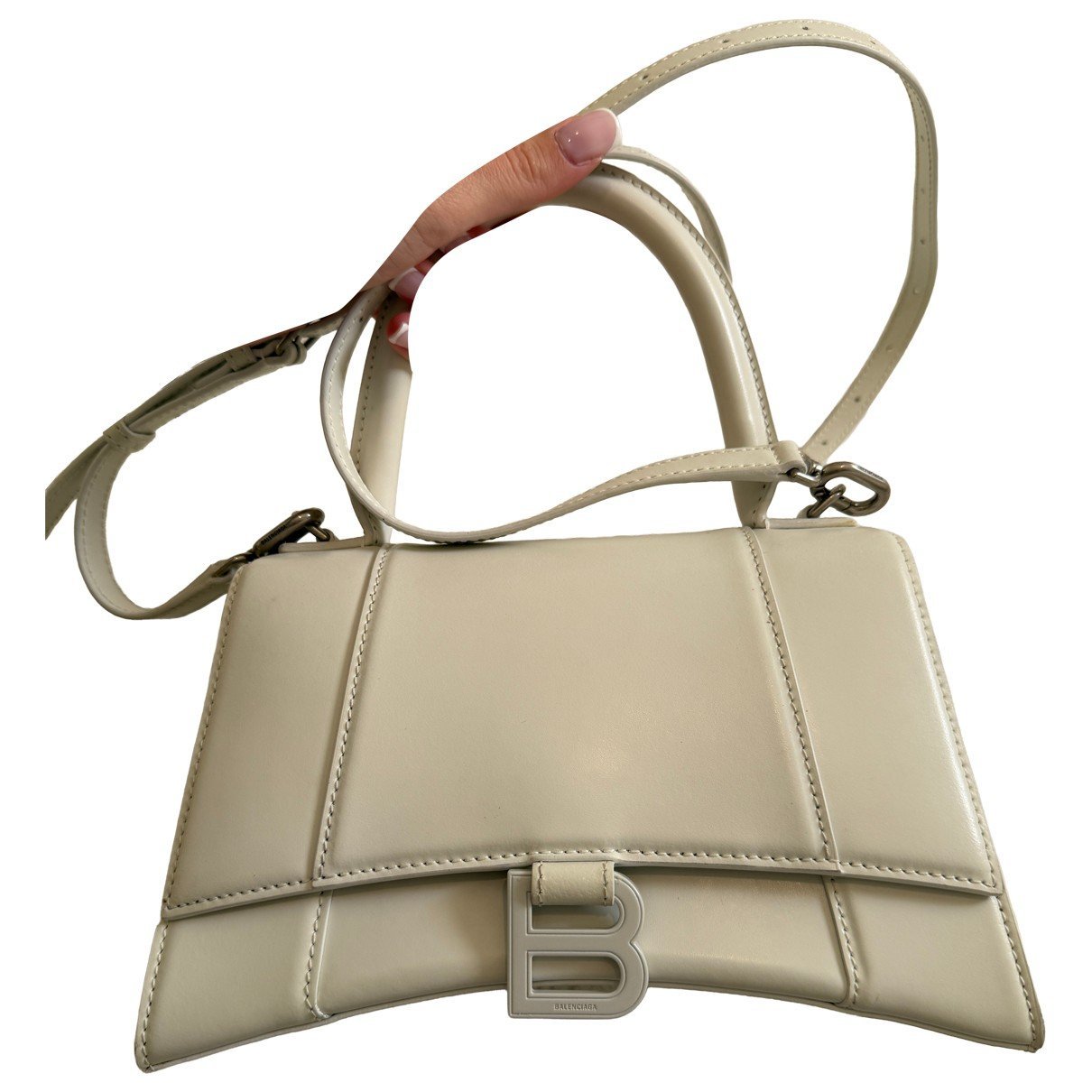 Hourglass leather handbag