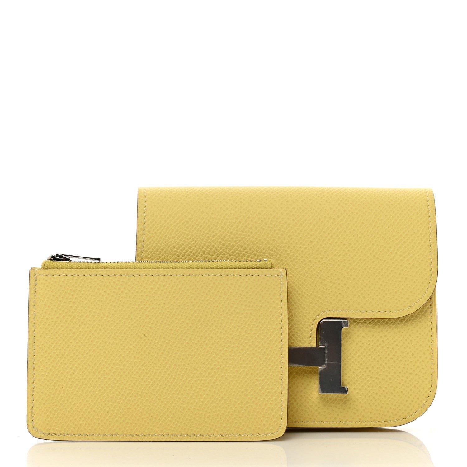 Hermes Epsom Constance Slim Wallet Jaune Poussin