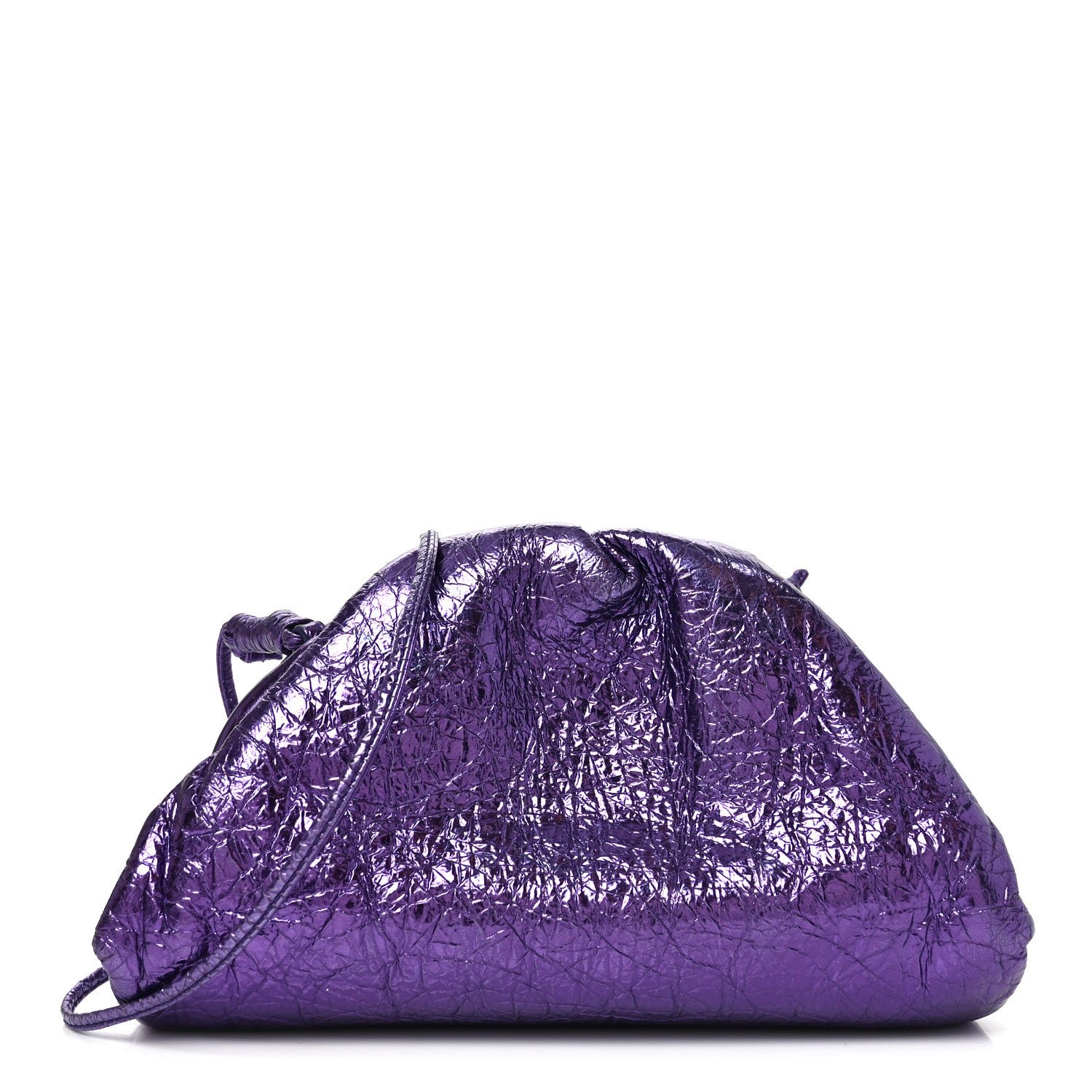 Bottega Veneta Metallic Crinkled Lambskin The Mini Pouch Viola