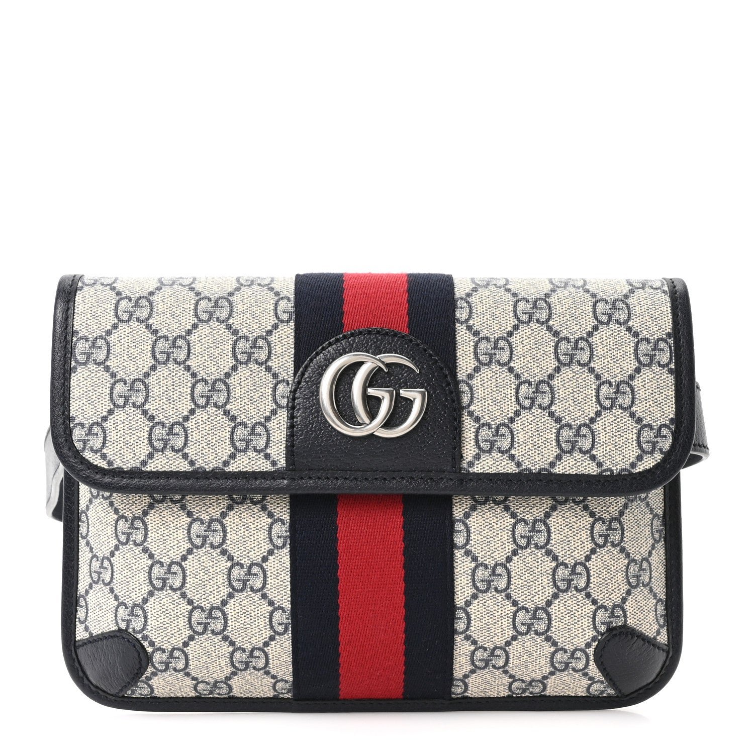 Gucci GG Supreme Monogram Web Small Ophidia Belt Bag 90 36 Beige Navy