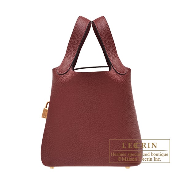 Hermes Picotin Lock bag 18/PM Rouge H Clemence leather Gold hardware