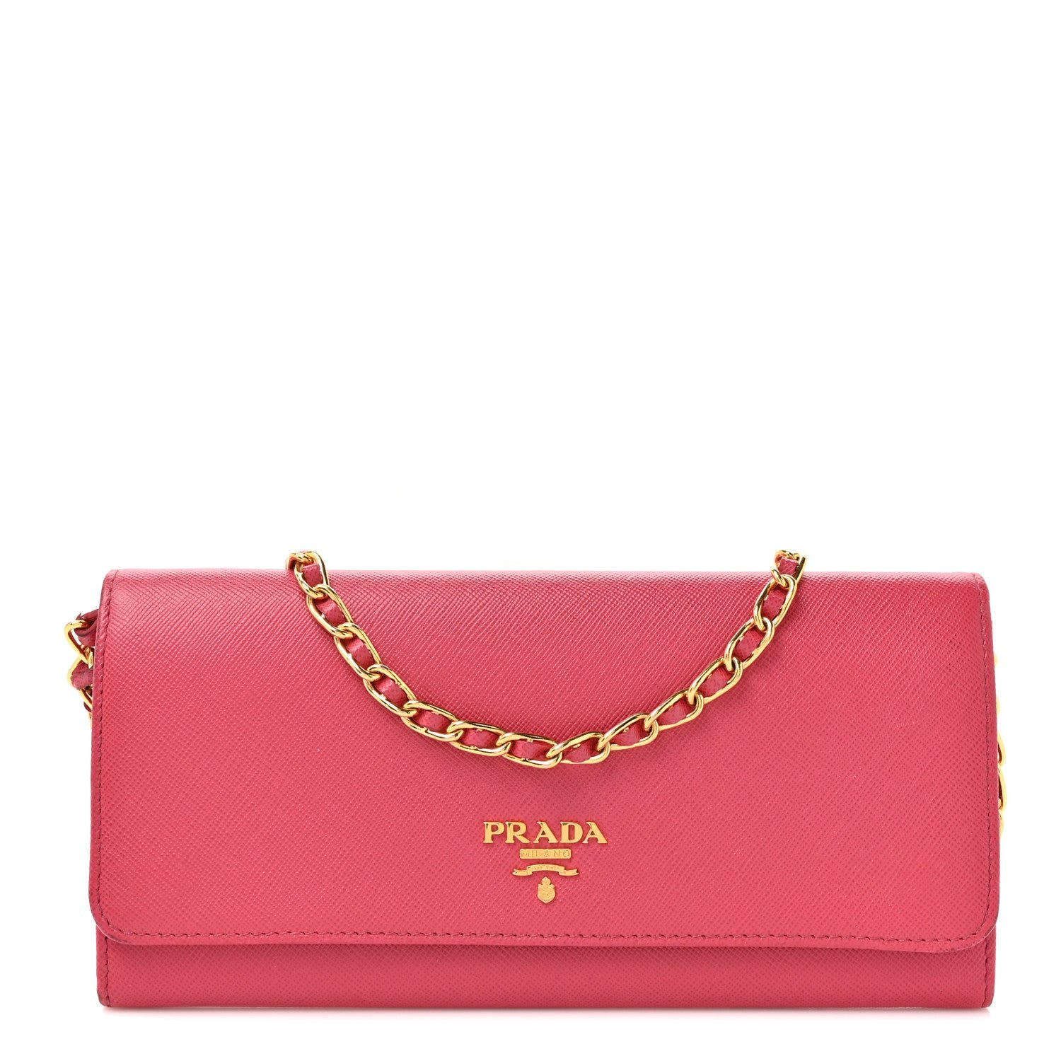 Prada Saffiano Wallet on Chain Peonia