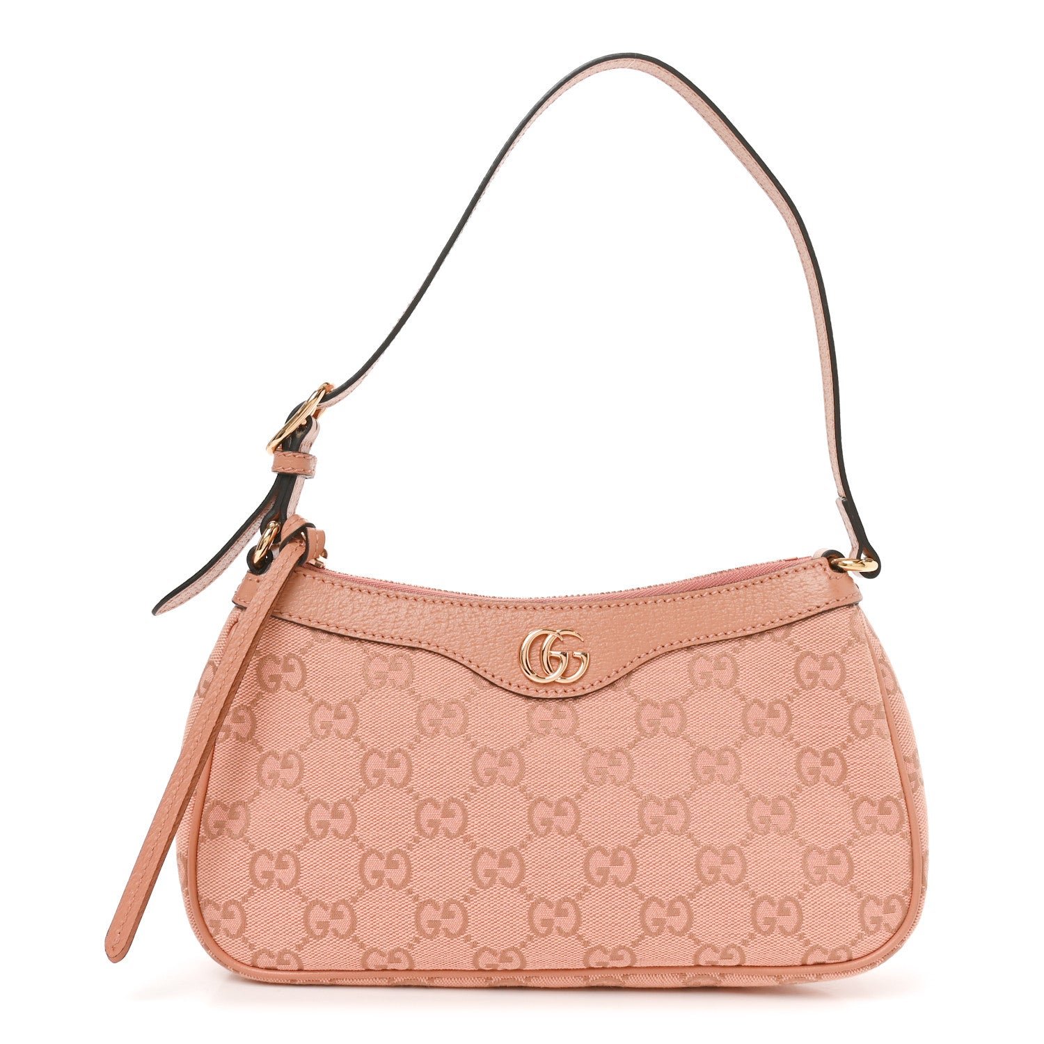 Gucci Monogram Textured Dollar Calfskin Small Ophidia Hobo Cloche Rose Pink Cloche Rose Pink