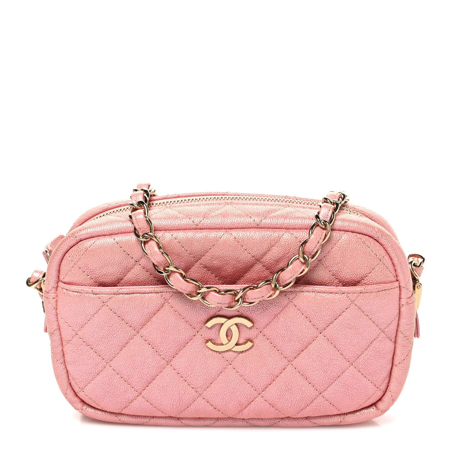 Chanel Iridescent Caviar Quilted Small Timeless Camera Case Pink