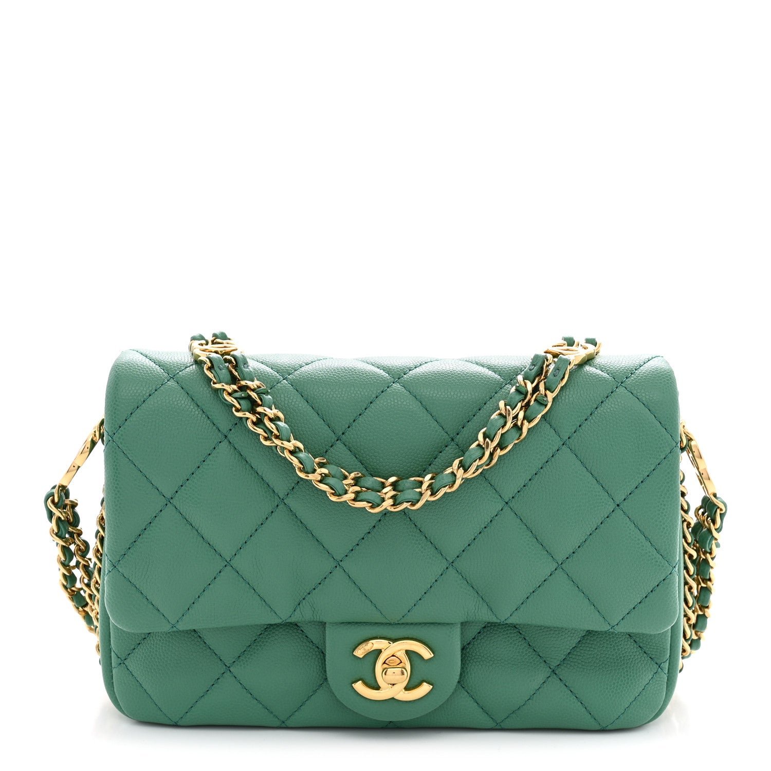 Chanel Caviar Quilted Mini CC You Flap Dark Green