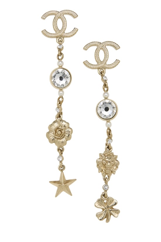 Gold Crystal Dangle Earrings