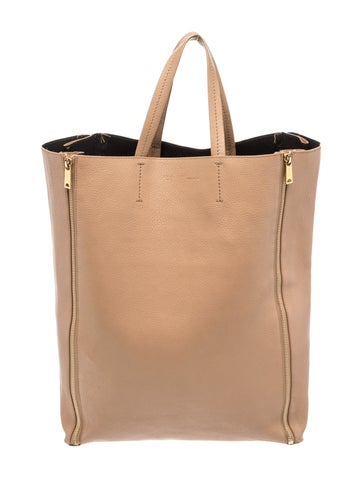 Leather Vertical Zipper Gusset Cabas Vertical