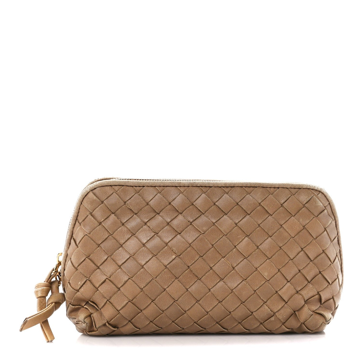 Bottega Veneta Nappa Intrecciato Small Cosmetic Pouch Camel