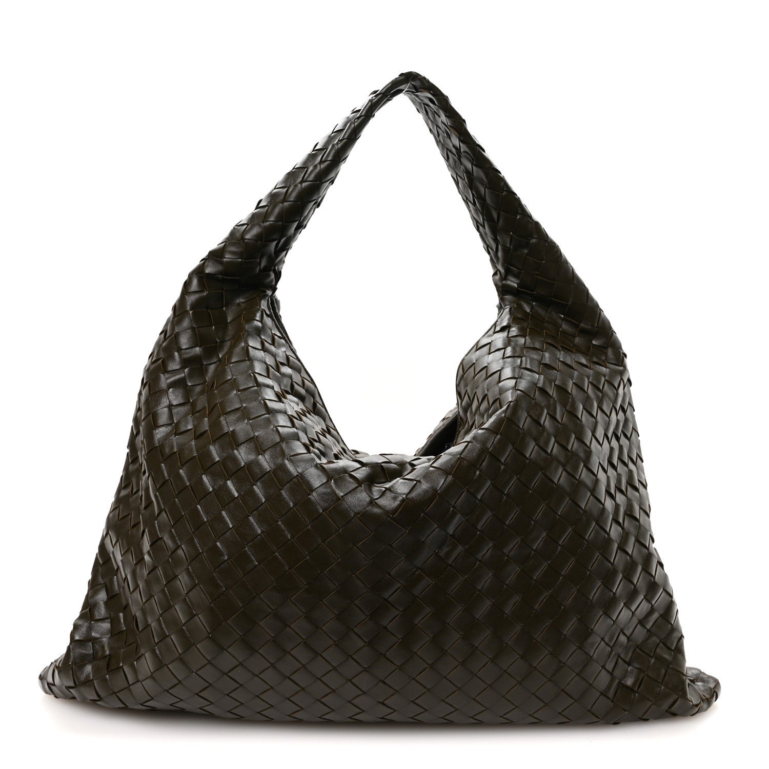 Bottega Veneta Calfskin Intrecciato Large Hop Kaki