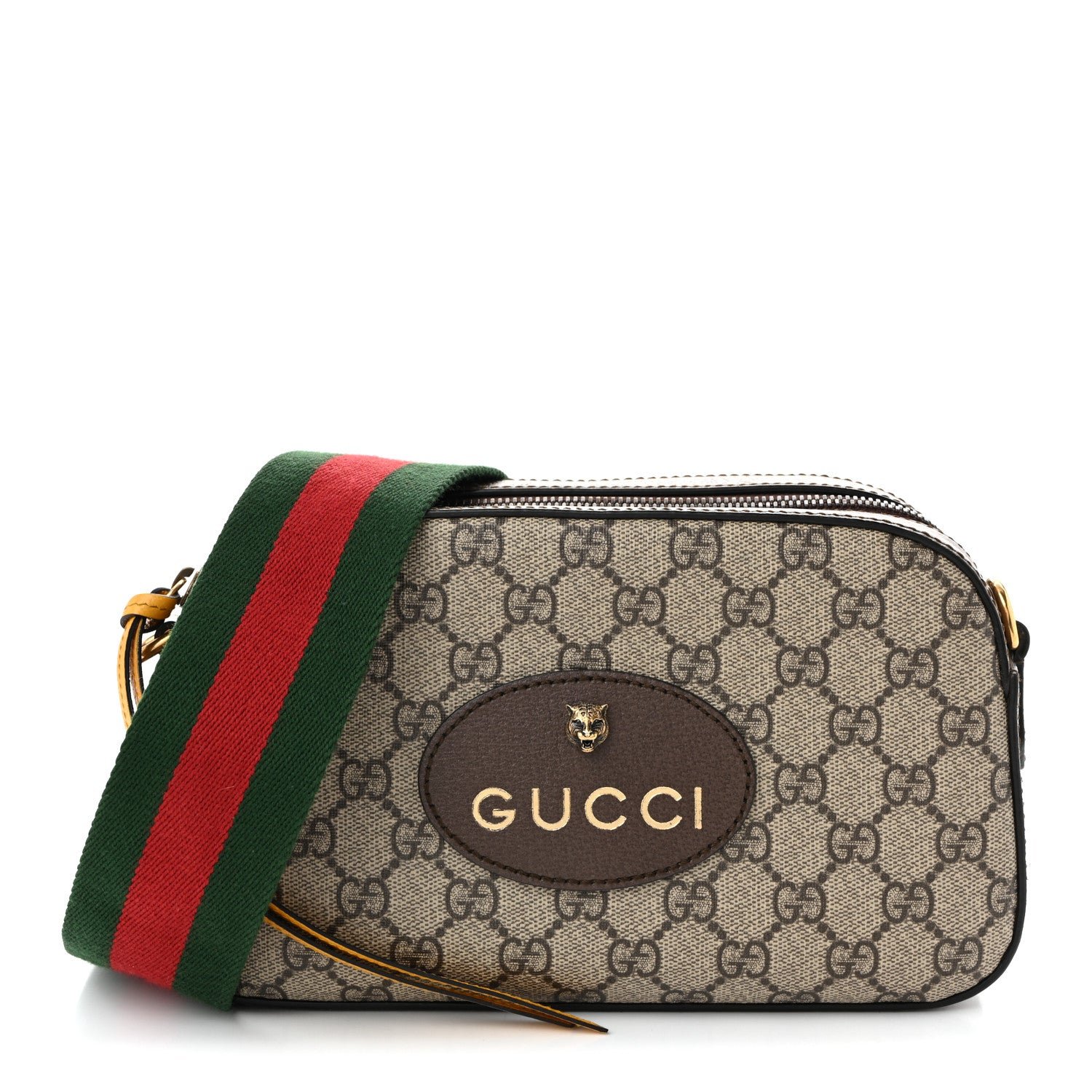 Gucci GG Supreme Monogram Web Neo Vintage Shoulder Bag Beige New Acero Crop