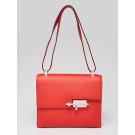 Hermes Hermes 23cm Rouge Coeur Epsom Leather Palladium Plated Verrou Bag