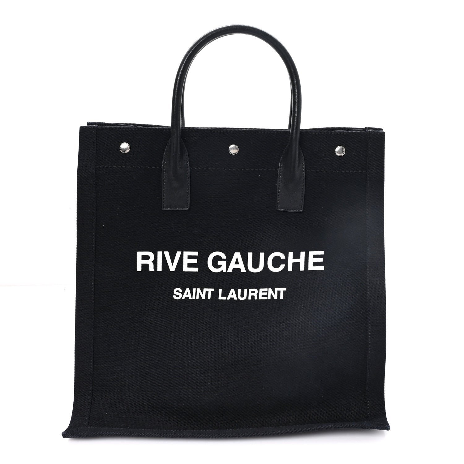 Saint Laurent Linen Calfskin Rive Gauche North South Tote Black