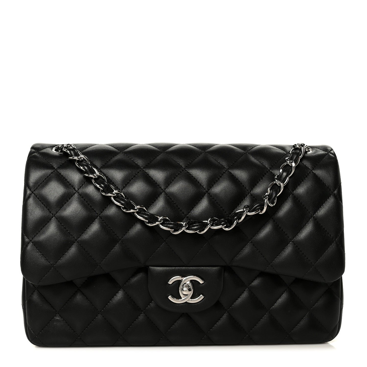 Chanel Lambskin Quilted Jumbo Double Flap Black