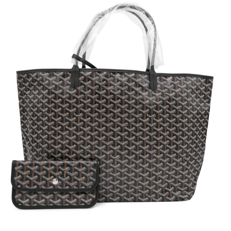 Black Goyardine Canvas and Chevroches Calfskin Saint Louis GM Bag