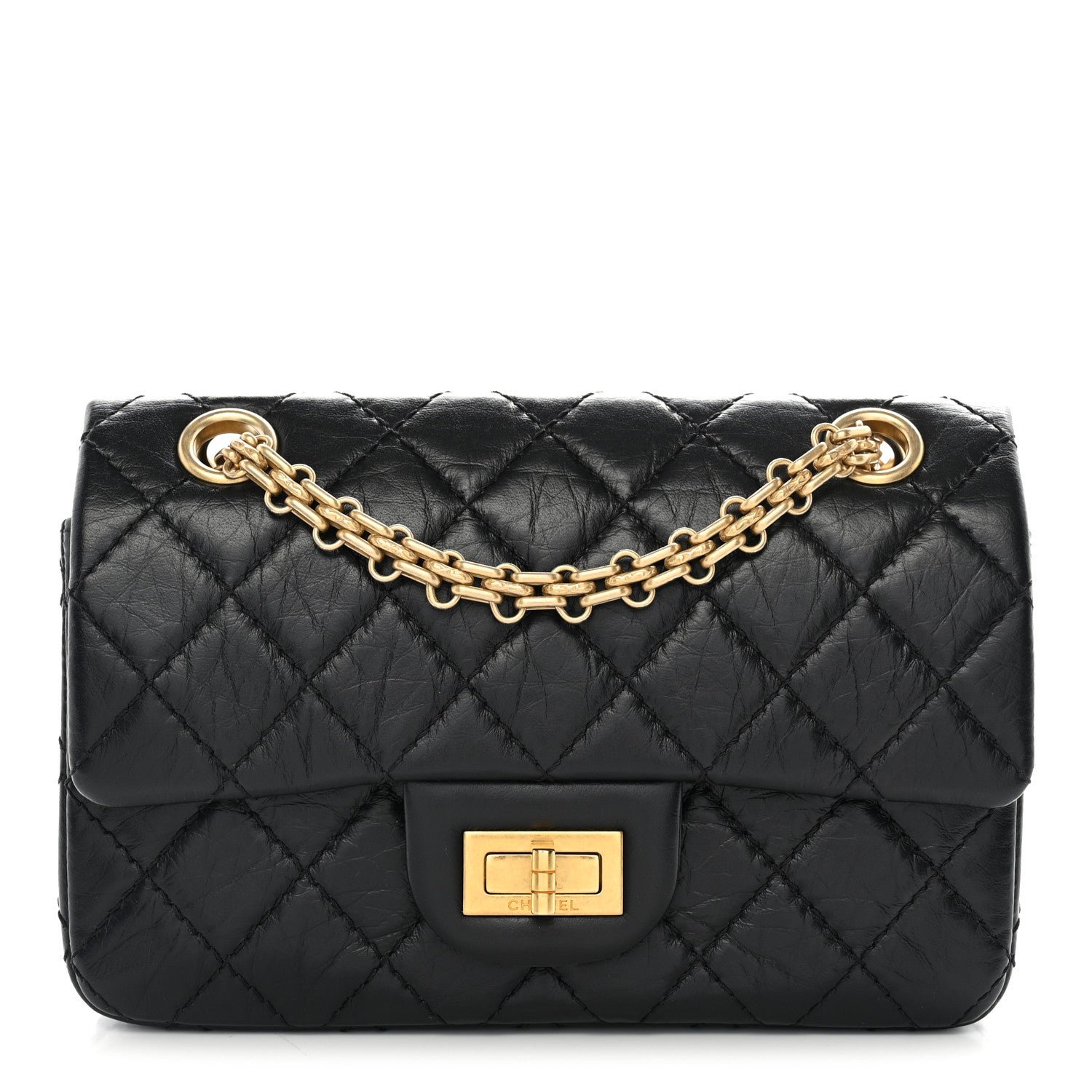 Chanel Aged Calfskin Quilted 2.55 Reissue Mini Flap Black